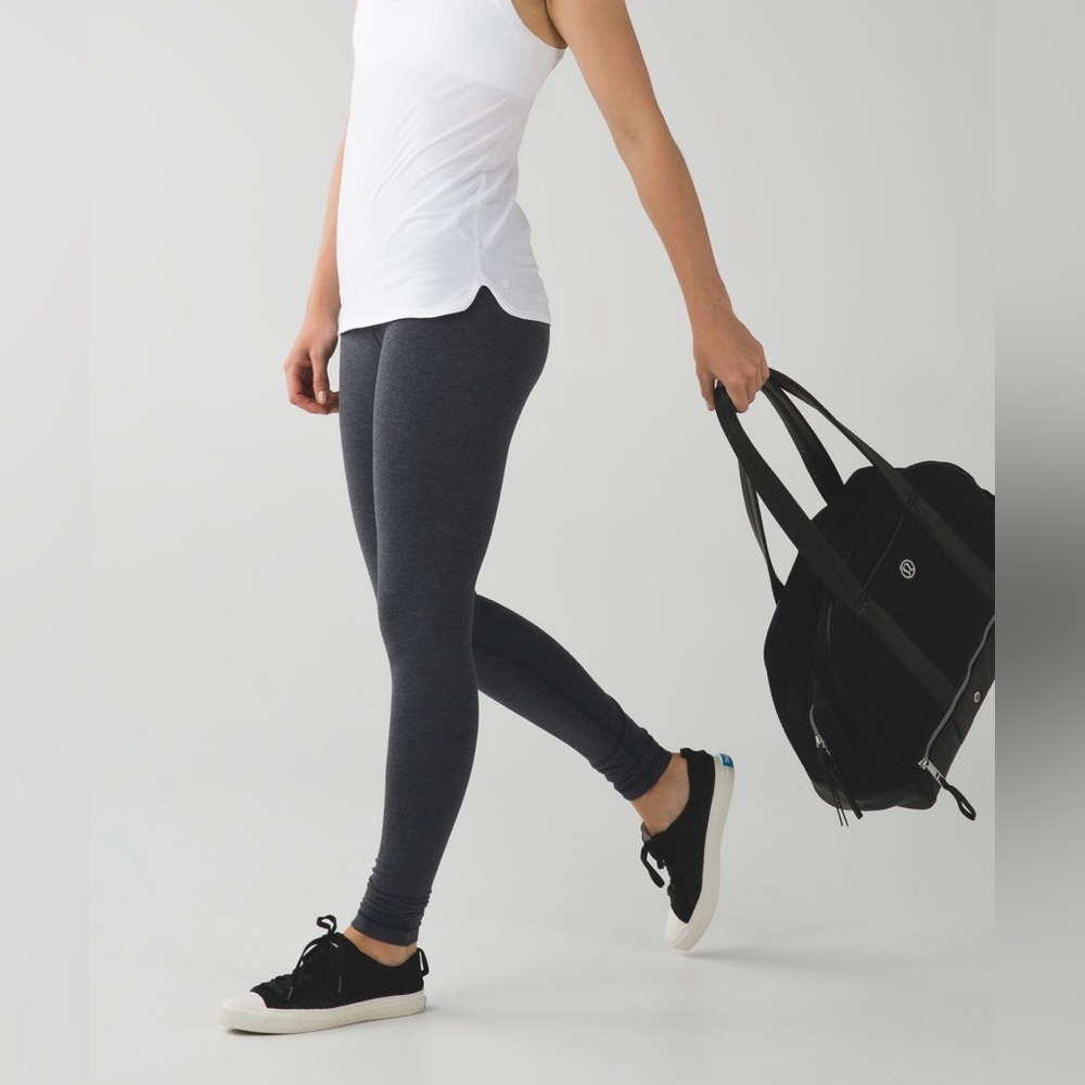 Lululemon Athletica Gray Heathered Black Wunder Under Pant (Roll Down) size S